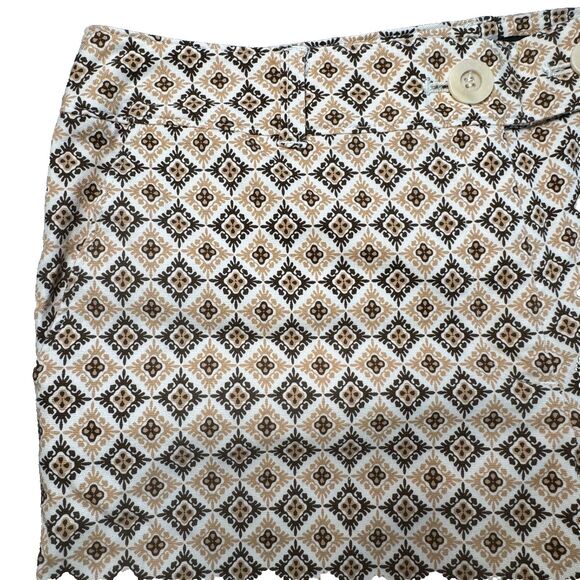 NWOT Talbots Crop Ankle Pants Womens 12 Brown Tan Cream Geometric Tile Stretch - Picture 5 of 14